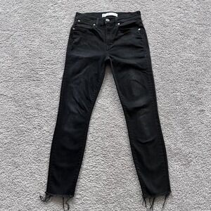 AYR The Chiller Eclipse Skinny Jeans Womens 27 Black Mid Rise Raw Hem Made USA